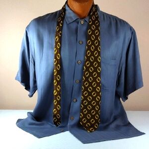 Yves Saint Laurent Paris. Men's Brown Yellow Circular Geometric Tie.